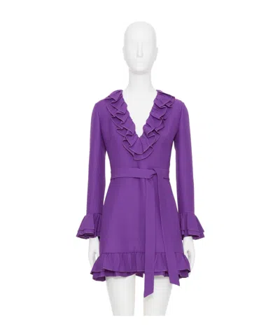 VALENTINO VALENTINO RUFFLED V-NECK MINI DRESS