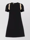 Valentino Wool Dress With Bow Accents And Round Neckline In Black