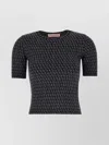 Valentino Wool Embroidered Crew Neck Top With Short Sleeves