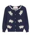 Valentino Virgin Wool Embroidered Cardigan In Blue
