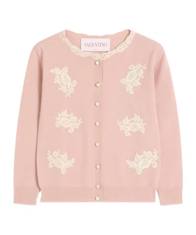 VALENTINO EMBROIDERED CARDIGAN WITH LACE INSERTS