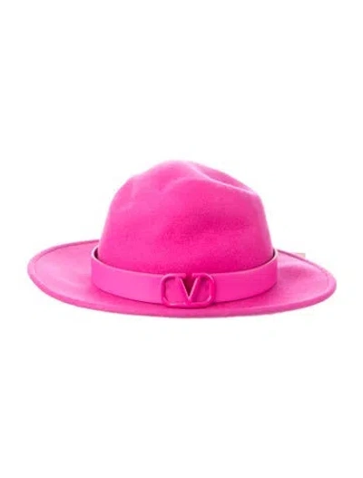Pre-owned Valentino Garavani Wool Fedora Hat In Pink