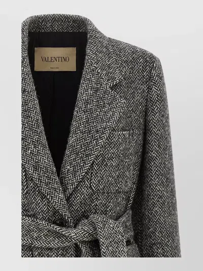 Valentino Mossi Chevron-motif Coat In Purple