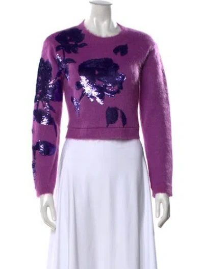 Pre-owned Valentino Wool Floral Print Sweater In Purple