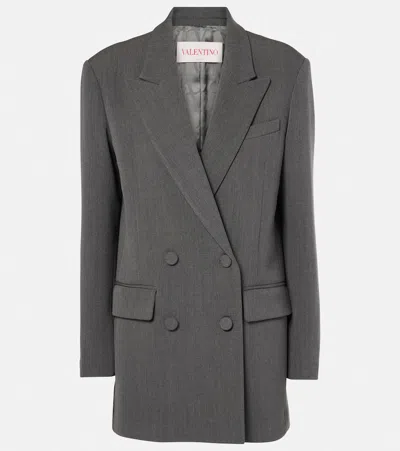 Valentino Wool Gabardine Blazer In Grau