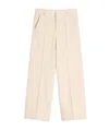 Valentino Wool Gabardine Trousers With Turn-ups In Nude