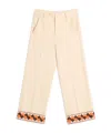 Valentino Wool Trousers With Embroidered Hem And Wide Leg In Nude