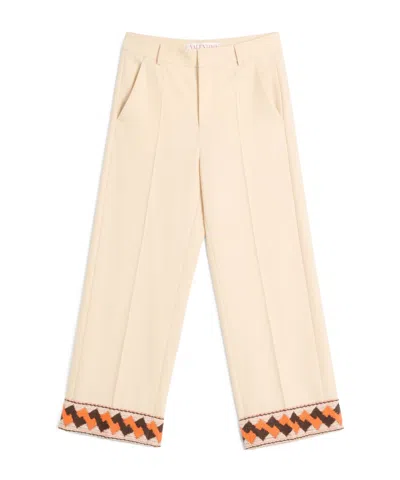 VALENTINO VALENTINO PLEAT DETAILED JACQUARD-TRIM TROUSERS