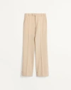 Valentino Wool Gabardine Trousers With Turn-ups In Butter