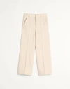 Valentino Wool Gabardine Trousers With Turn-ups In Ivory
