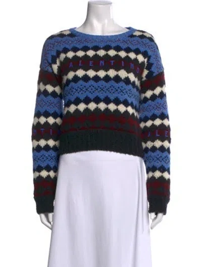 Pre-owned Valentino Wool Graphic Print Sweater In Black