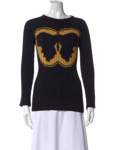 Pre-owned Valentino Wool Graphic Print Sweater In Blue