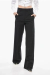 Valentino High-waisted Solid Color Pants With Belt Loops In Black