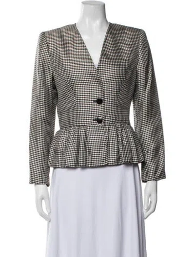 Pre-owned Valentino Wool Houndstooth Print Blazer In Multicolor