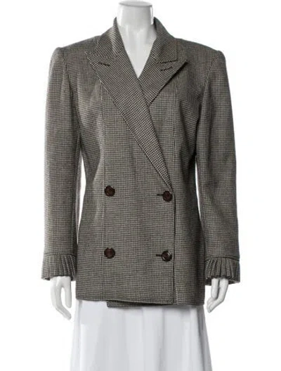 Pre-owned Valentino Wool Houndstooth Print Blazer In Neutral