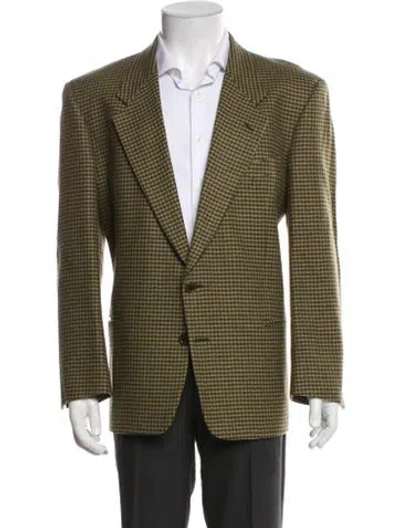 Pre-owned Valentino Wool Houndstooth Print Peacoat In Neutral
