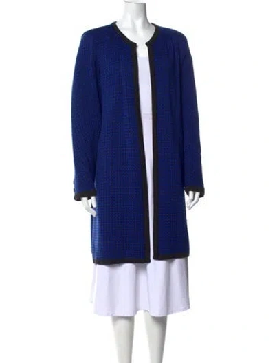 Pre-owned Valentino Wool Houndstooth Print Sweater In Blue