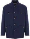 Valentino Double Wool Jacket With Mandarin Collar In Blue