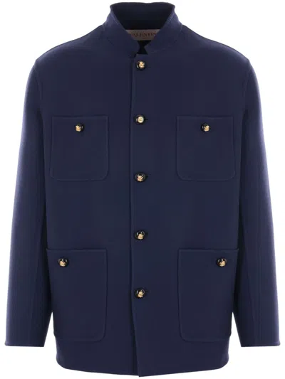 Valentino Garavani Navy Blue Wool Blend Jacket