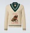 Valentino Butter-coloured Sweater With Le Chien De La Maison Embroidery In Nude