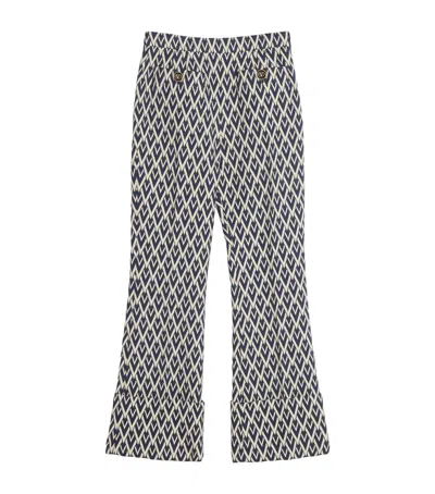 Valentino Wool Jacquard Trousers In Blue