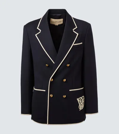 Valentino Double-breasted Blazer Gold Buttons In Black