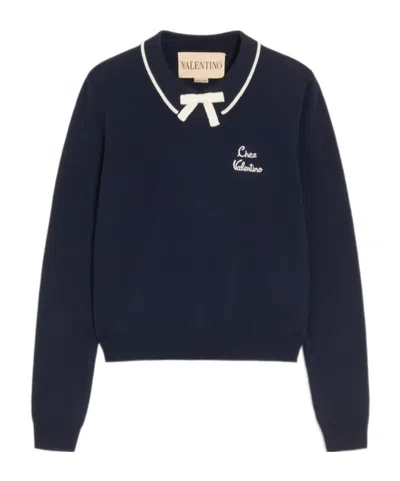 Valentino Wool Jumper In Blue