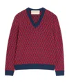 Valentino Wool Jumper With Toute La V Jacquard Pattern In Brown