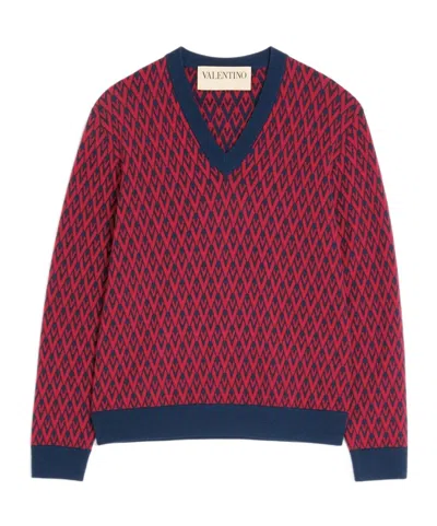 VALENTINO WOOL JUMPER WITH TOUTE LA V JACQUARD PATTERN