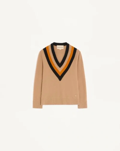 VALENTINO VALENTINO WOOL JUMPER WOMAN CAMEL/BLACK XS