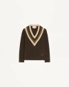 Valentino Women Brown V-neck Sweater, S Luxury Sweaters & Knitwear For Women Darveys In Brown
