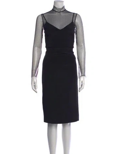 Pre-owned Valentino Wool Knee-length Dress In Black