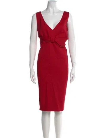 Pre-owned Valentino Wool Knee-length Dress In Red