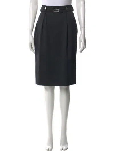 Pre-owned Valentino Wool Knee-length Skirt In Black