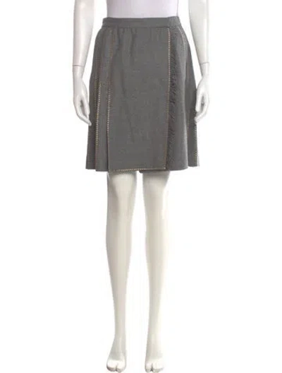 Pre-owned Valentino Wool Knee-length Skirt In Grey
