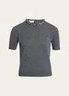Valentino Wool Knit Sweater With Embroidered Neckline In Dark Gray