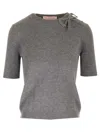 Valentino Garavani Woman Sweater Lead Size L Virgin Wool In Grey