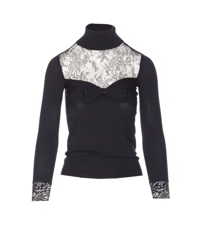 VALENTINO WOOL LACE DETAIL SWEATER