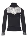 Valentino Knitwear With Bow And Sheer Panel In Black