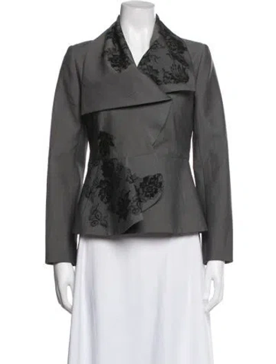 Pre-owned Valentino Wool Lace Pattern Blazer In Grey