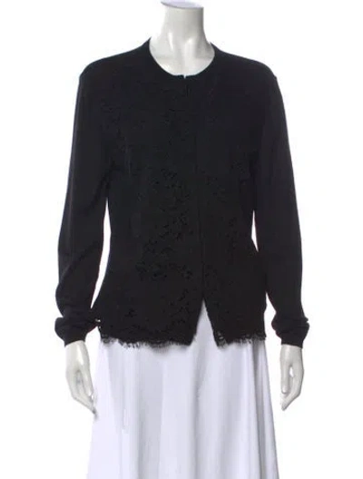 Pre-owned Valentino Wool Lace Pattern Sweater In Black