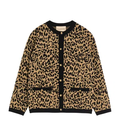 Valentino Wool Leopard Print Cardigan In Multi