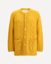 Valentino Mens Patch-pocket Mohair-blend Cable Knit Cardigan Ocra