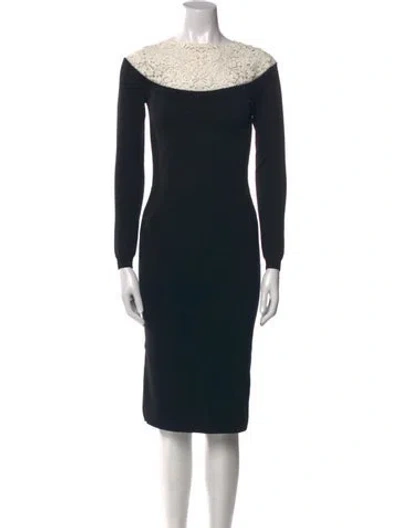 Pre-owned Valentino Wool Midi Length Dress In Black