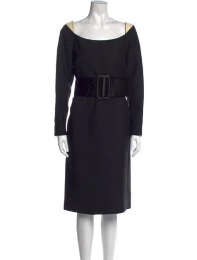 Pre-owned Valentino Wool Midi Length Dress In Black