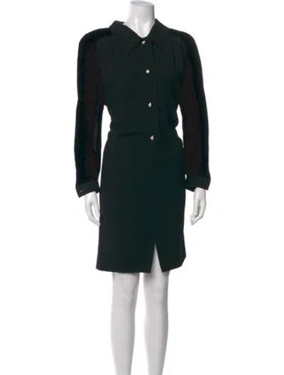 Pre-owned Valentino Wool Midi Length Dress In Black