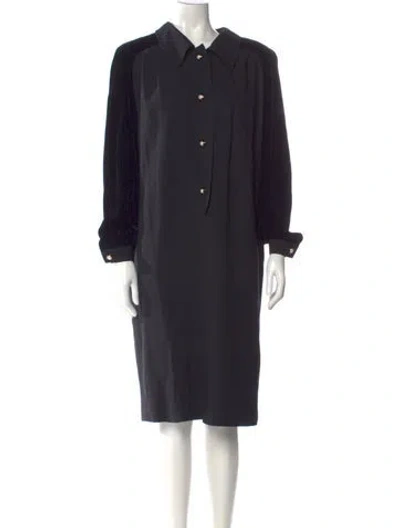 Pre-owned Valentino Wool Midi Length Dress In Black