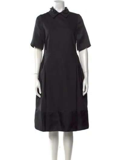Pre-owned Valentino Wool Midi Length Dress In Black