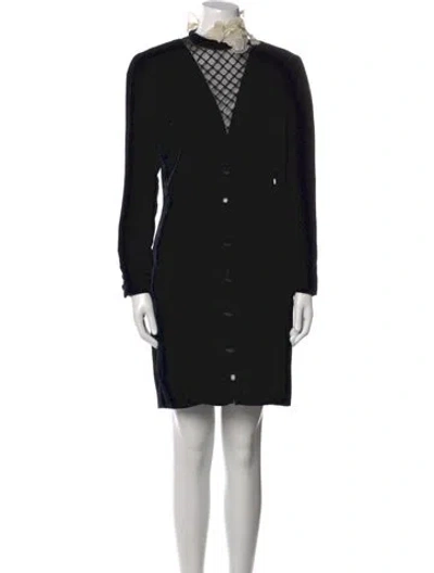Pre-owned Valentino Wool Mini Dress In Black