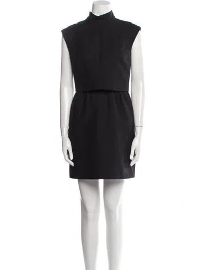 Pre-owned Valentino Wool Mini Dress In Black